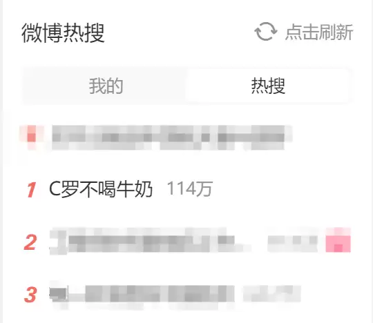 C罗不喝牛奶登上热搜第一:人类喝牛奶不正常 婴儿才喝