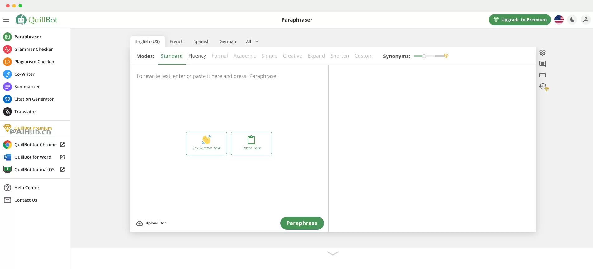 QuillBot：支持中文的AI文本改写和增强工具
