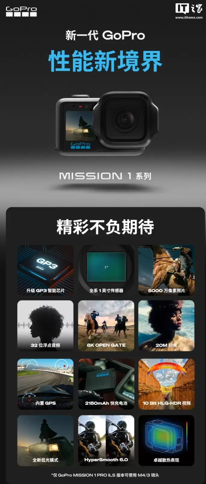 GoPro Mission 1系列运动相机开启预约：5000万像素1英寸CMOS，4698元起