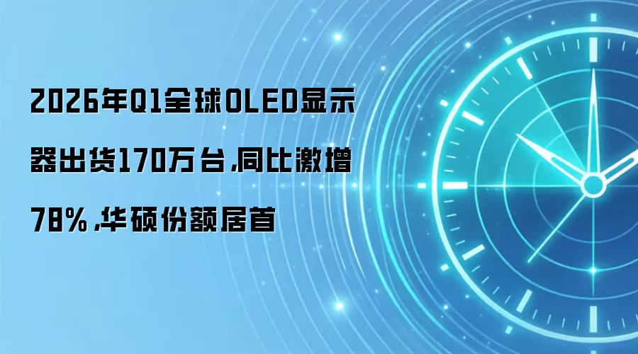 2026年Q1全球OLED显示器出货170万台,同比激增78%,华硕份额居首