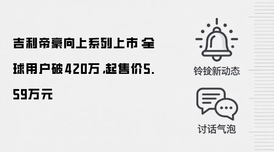 吉利帝豪向上系列上市：全球用户破420万，起售价5.59万元