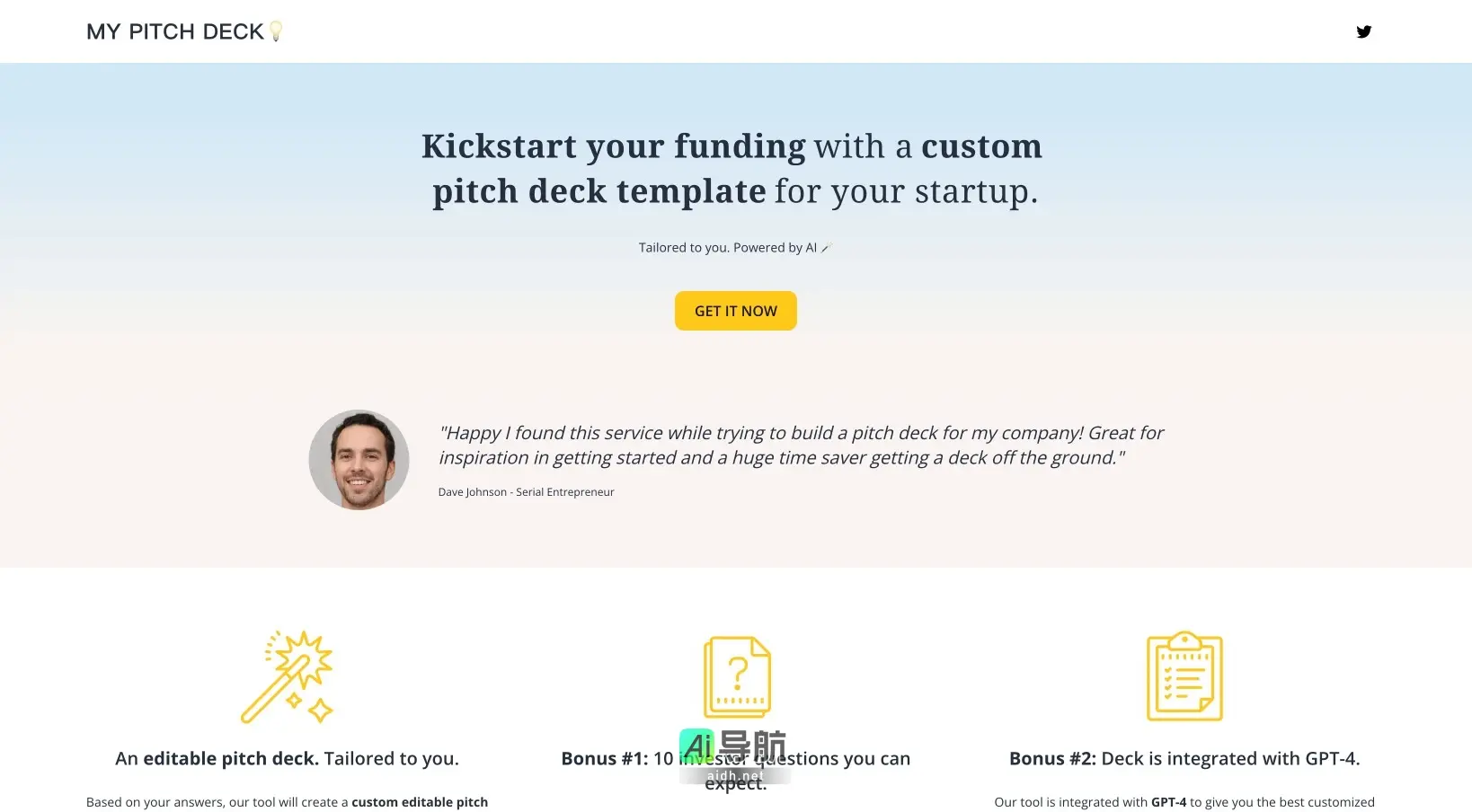 MY PITCH DECK 为初创企业提供定制化的AI驱动融资演示文稿模板，助力快速启动资金筹集
