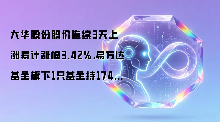大华股份股价连续3天上涨累计涨幅3.42%,易方达基金旗下1只基金持1747.51万股,浮盈赚取1027.54万元