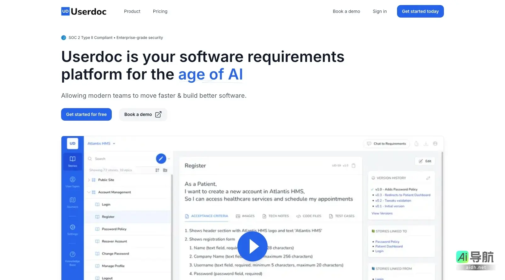 Userdoc 是一个帮助团队高效编写软件需求的AI平台