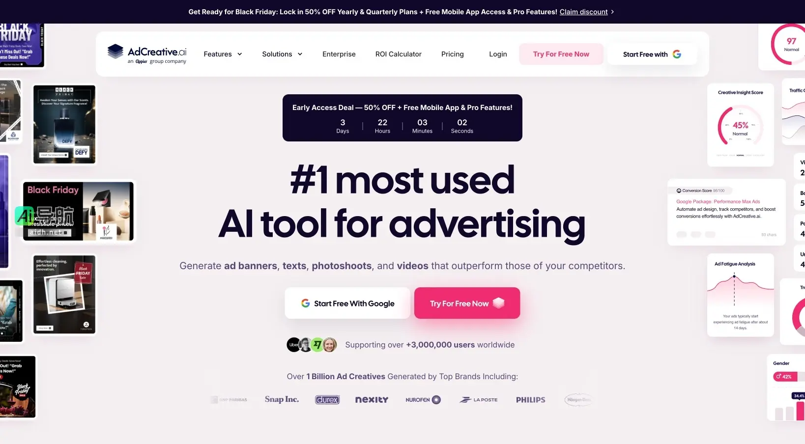 AdCreative 通过AI技术快速生成高转化率广告创意，助力企业提升营销效果