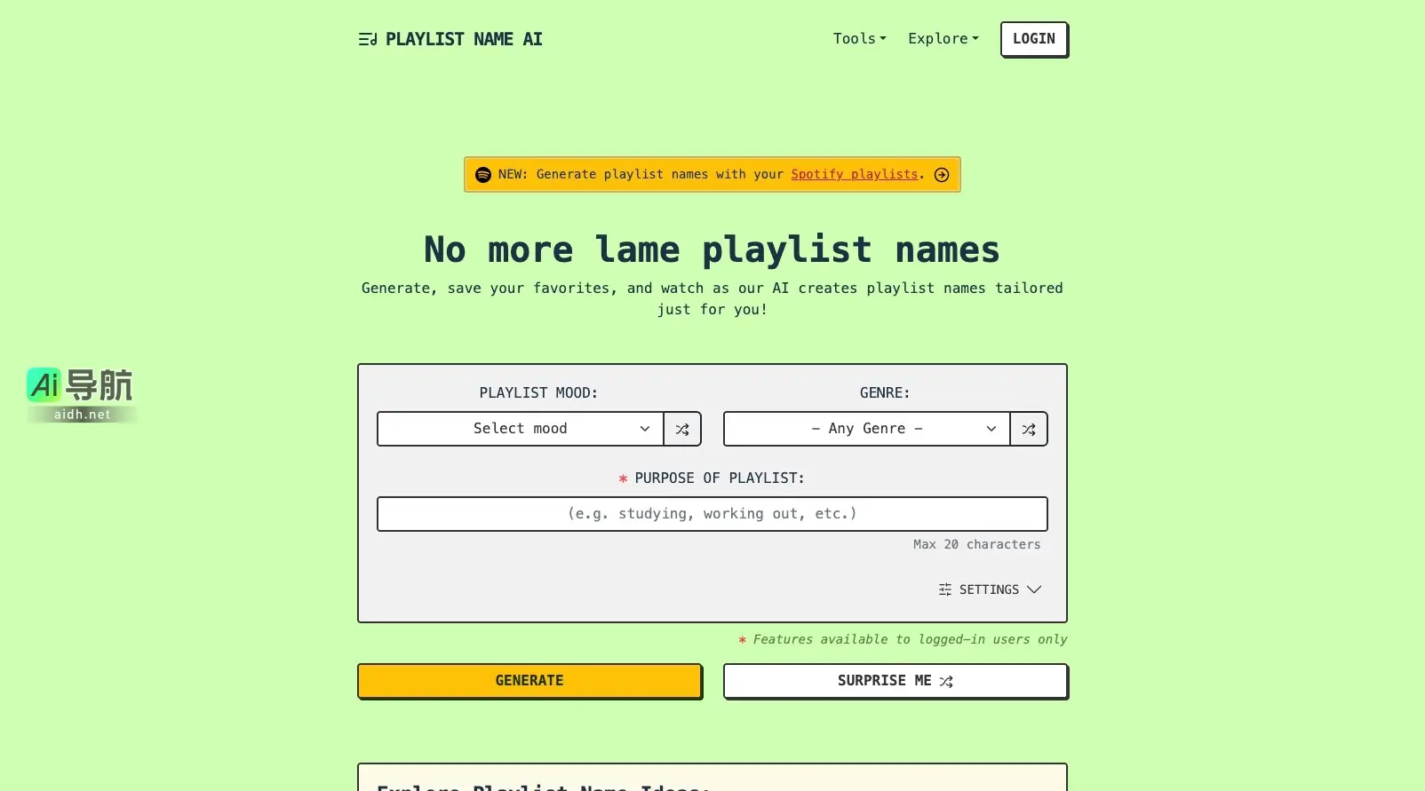 PlaylistNameAI 通过AI生成个性化的音乐播放列表名称，提升用户的音乐体验