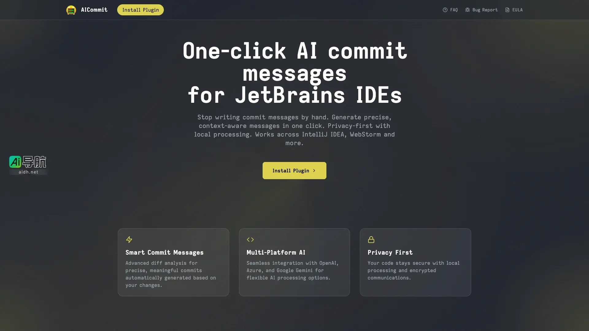 AICommit 通过一键生成精准的提交信息，提升JetBrains IDEs的开发效率，确保隐私安全