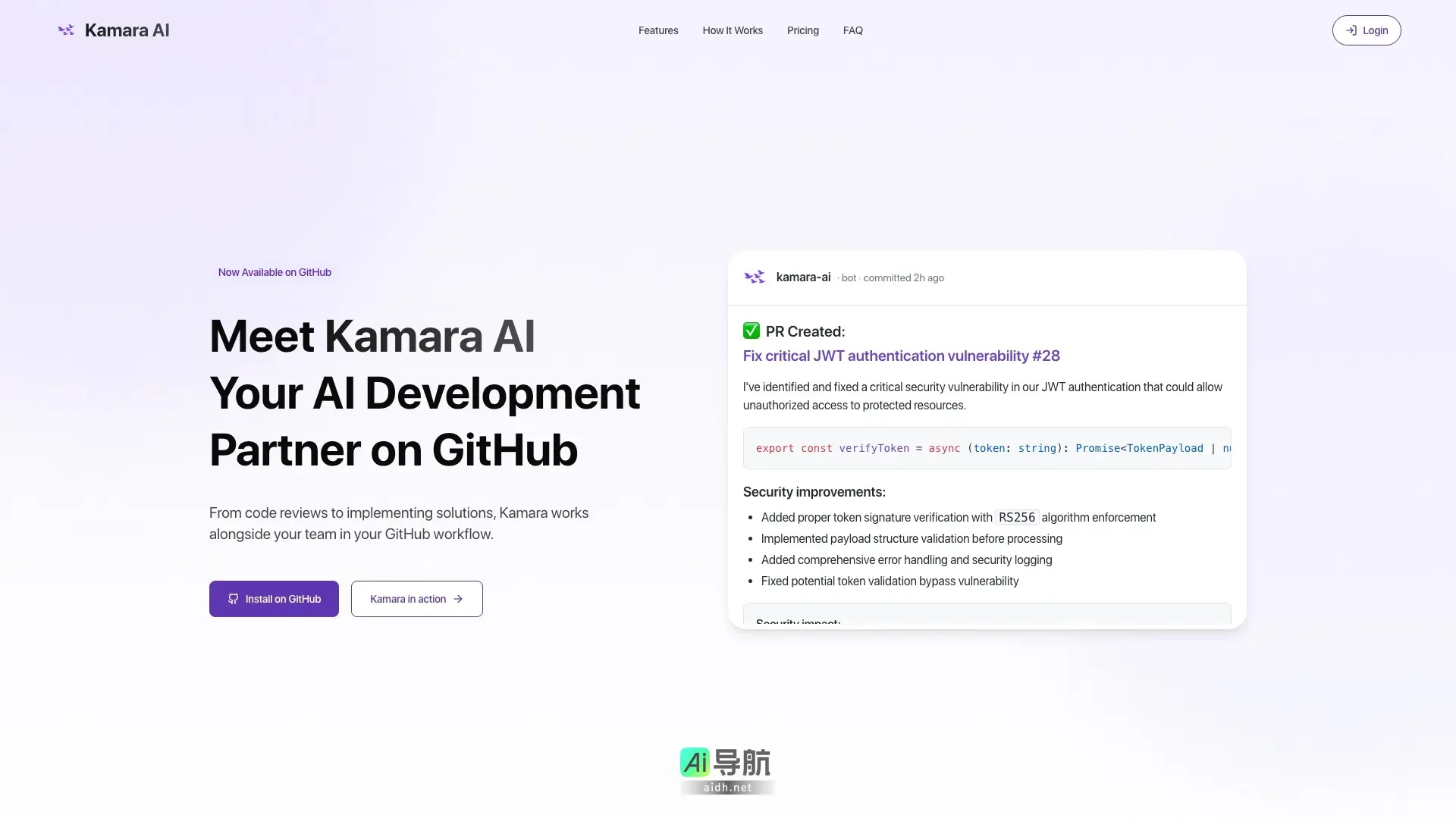 Kamara AI 是您的 GitHub 开发伙伴，提升代码质量，加速开发流程