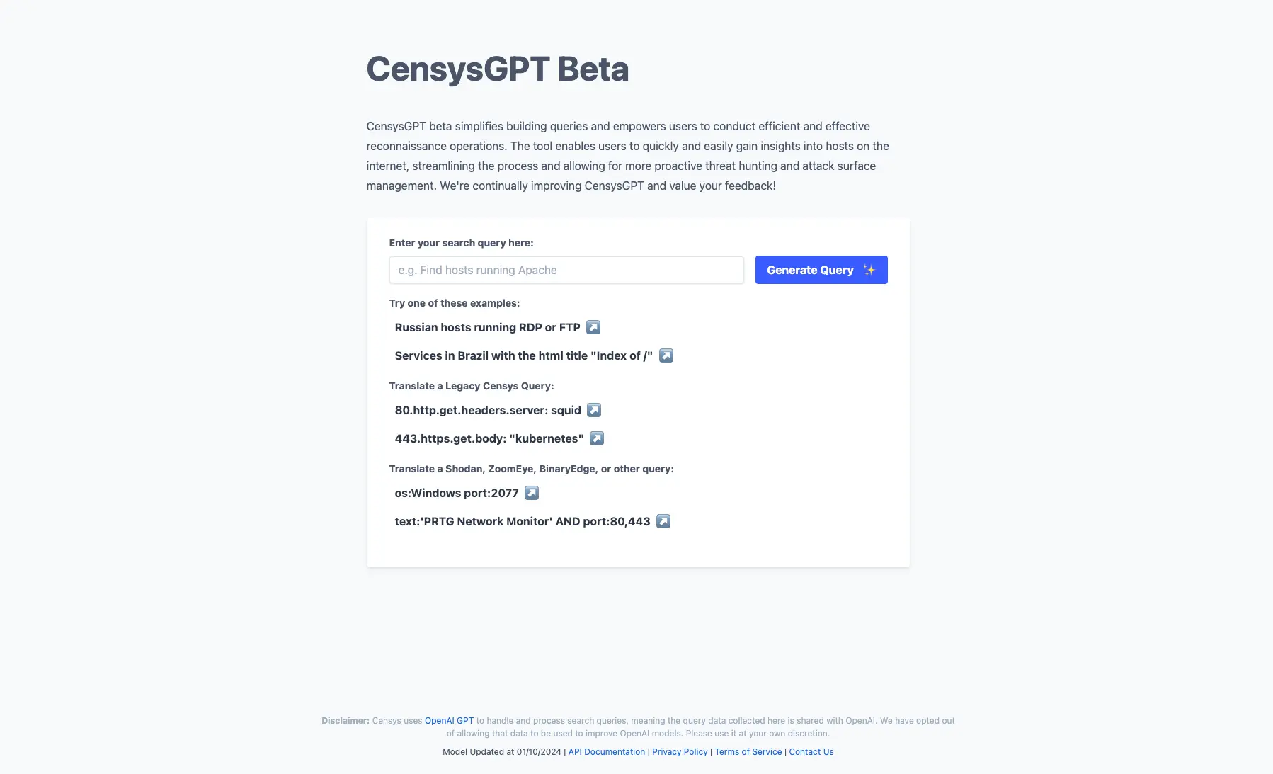 CensysGPT Beta 简化查询构建，提升网络侦察效率，助力主动威胁狩猎与攻击面管理