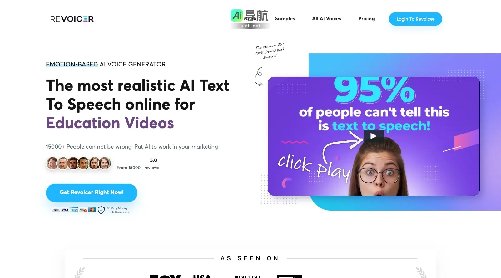 Revoicer 提供情感化的AI语音生成，帮助用户快速创建自然、引人入胜的语音内容