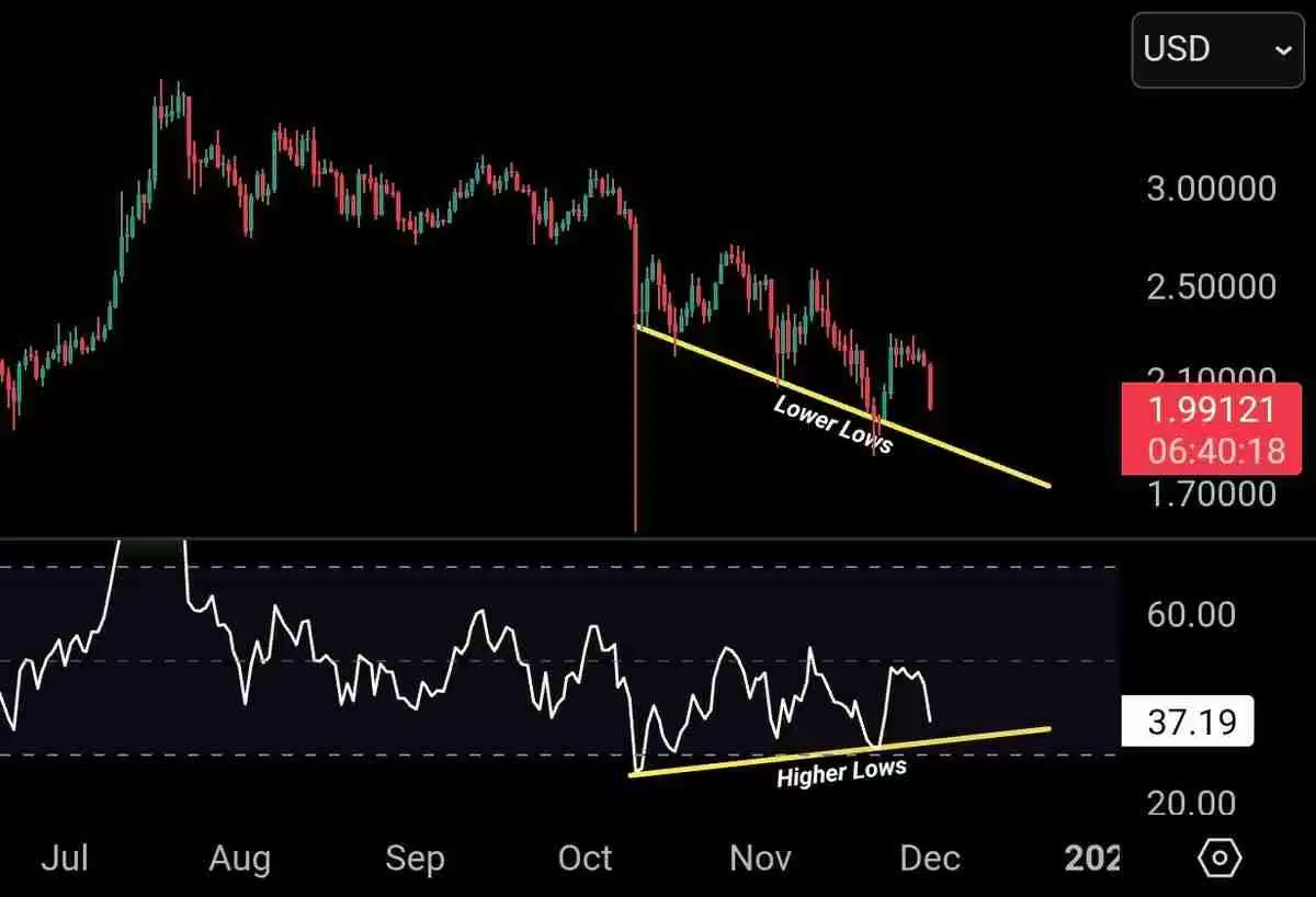 XRP/USD日线图显示看涨背离 XRP/USD日线图显示看涨背离