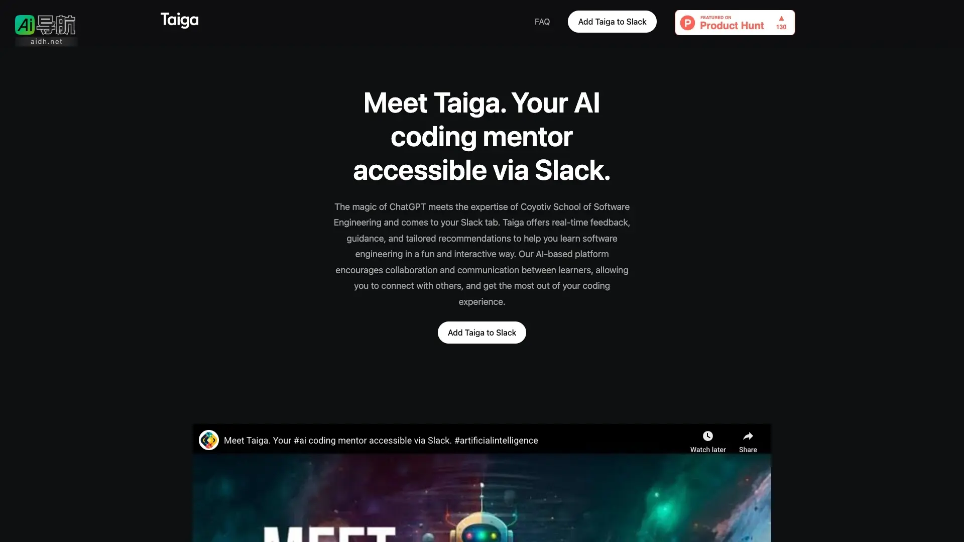 Taiga 是一个集成于Slack的AI编程导师,提供实时反馈和个性化学习体验