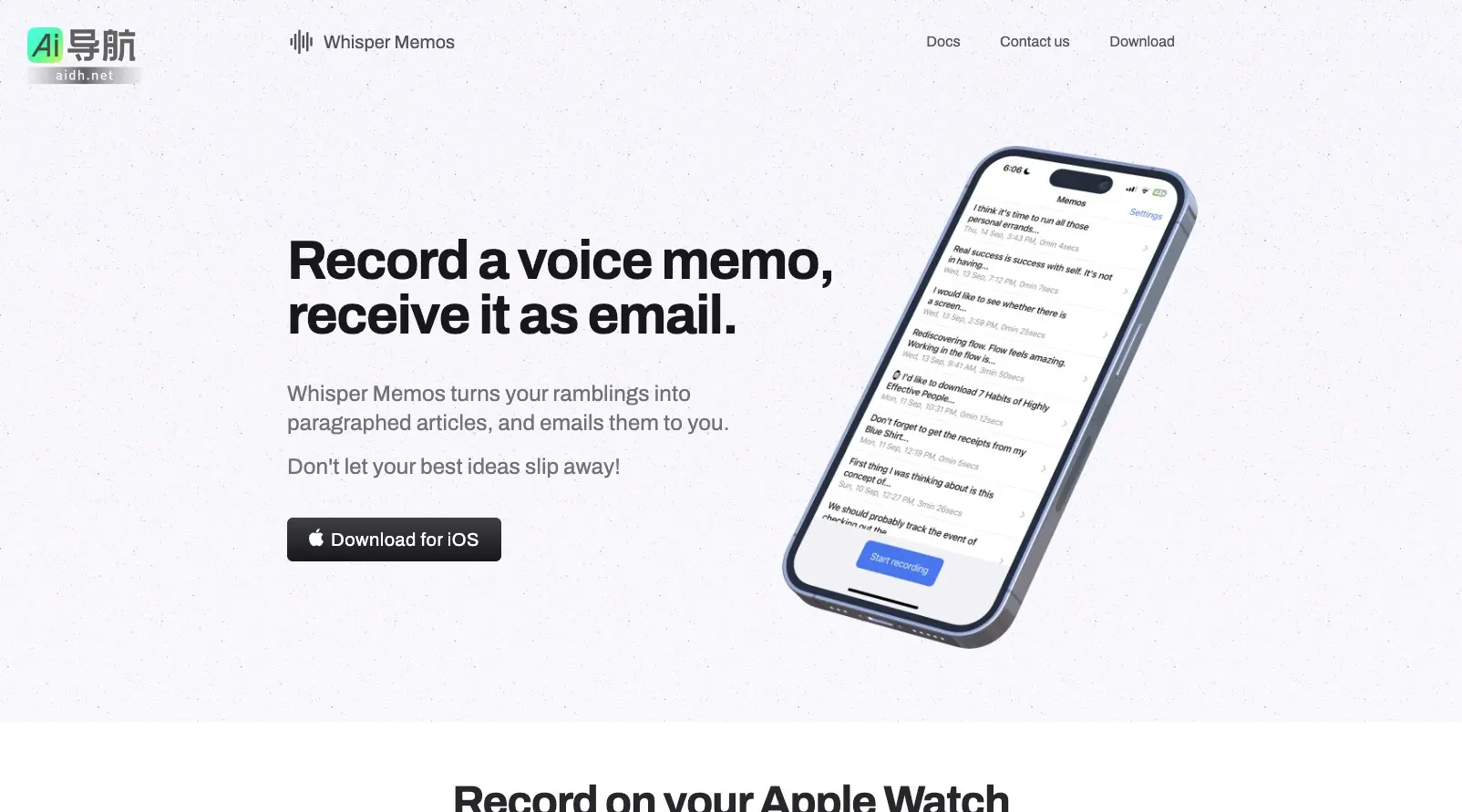 Whisper Memos 将语音备忘录转化为结构化文章，助你捕捉灵感并保护隐私