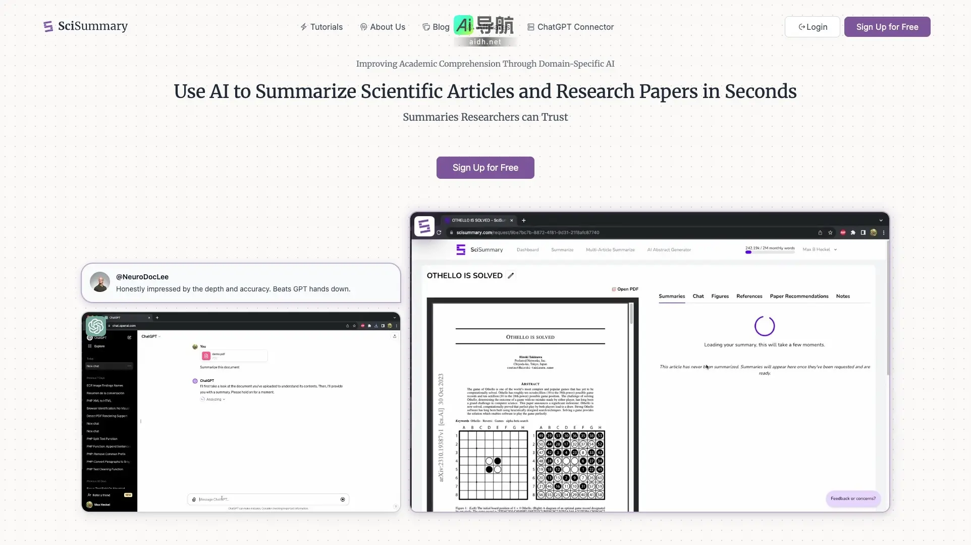 SciAummary SciSummary利用AI快速提炼科学论文，帮助学术研究者高效理解文献