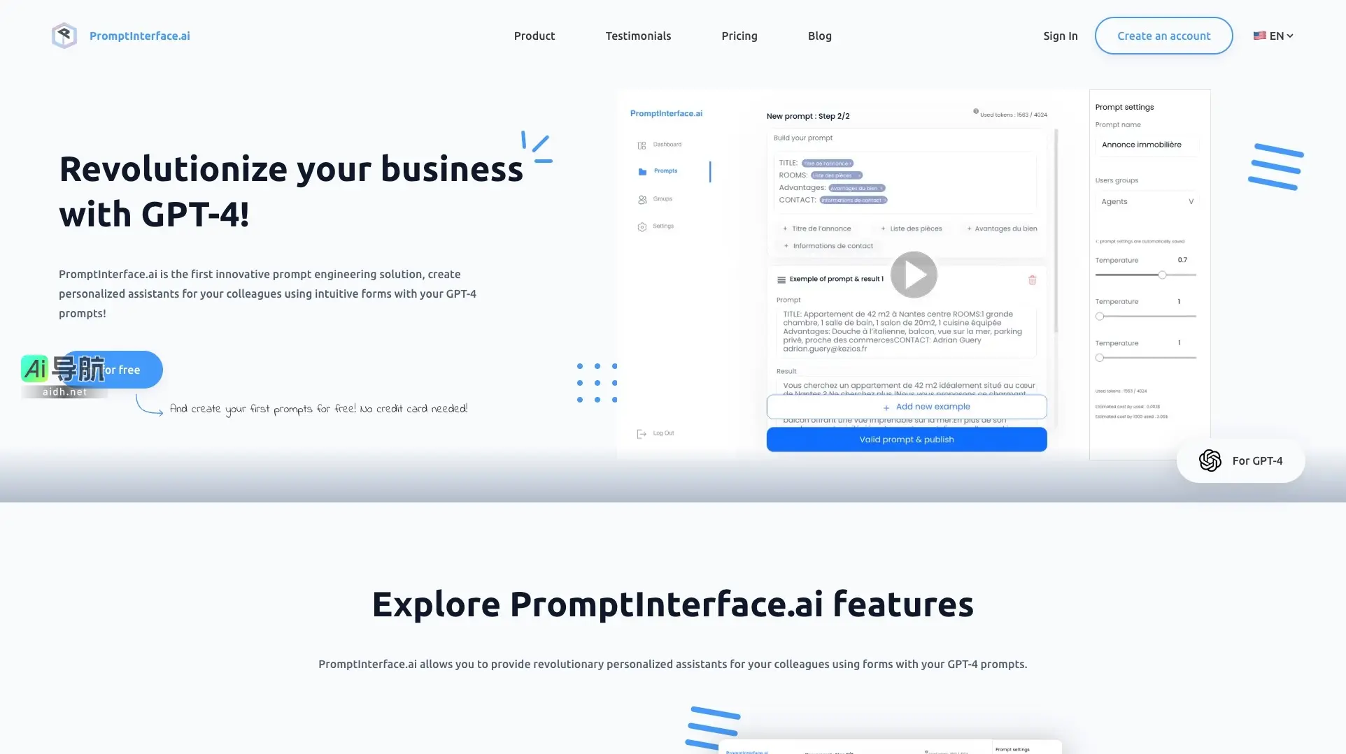 promptinterface.ai PromptInterface.ai通过个性化助手与GPT-4提升企业协作效率与生产力