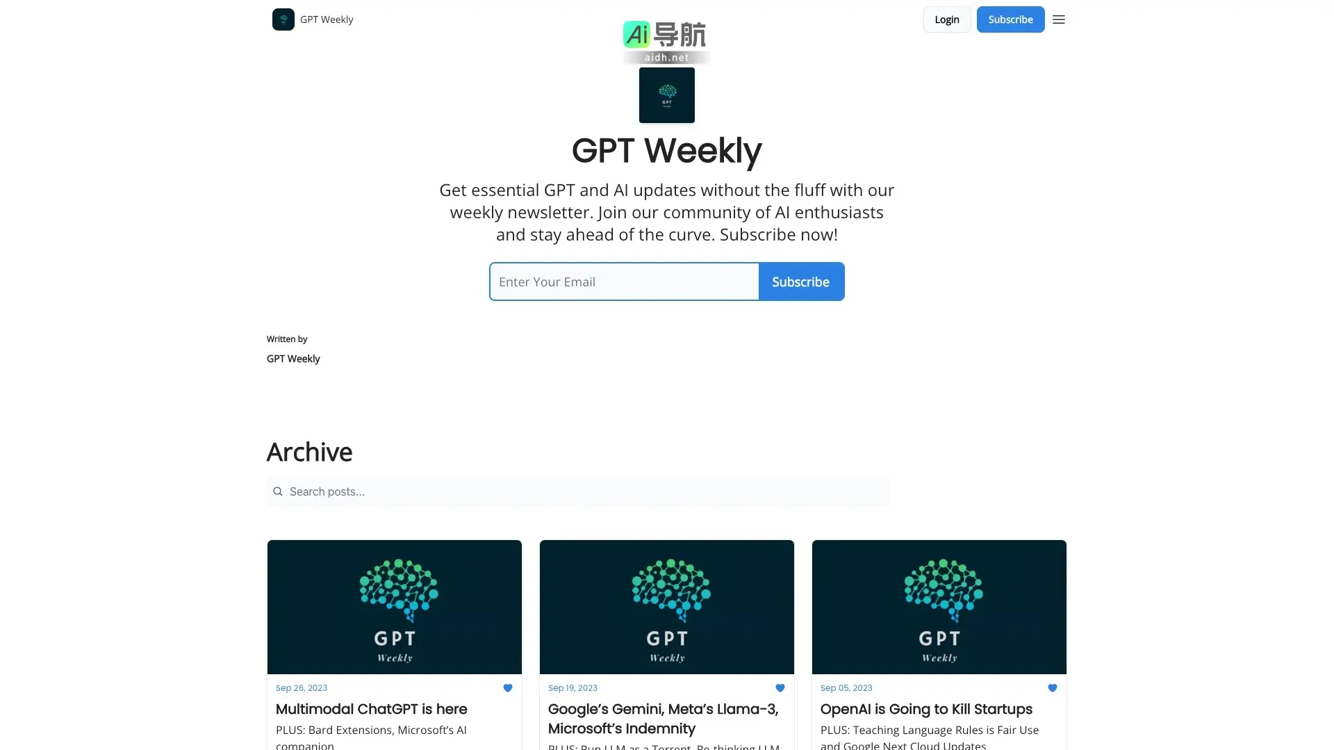 GPT Weekly 提供简洁的GPT和人工智能更新,助力爱好者把握行业动态