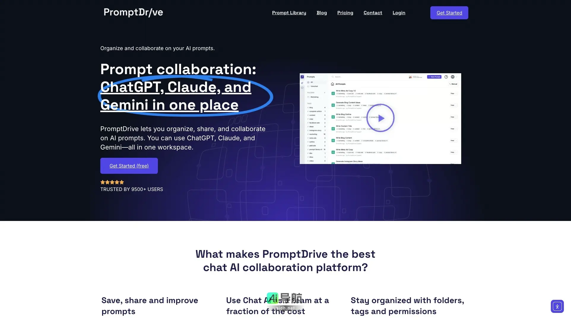PromptDrive.ai 是一个集成平台，帮助用户高效组织、共享和协作AI提示