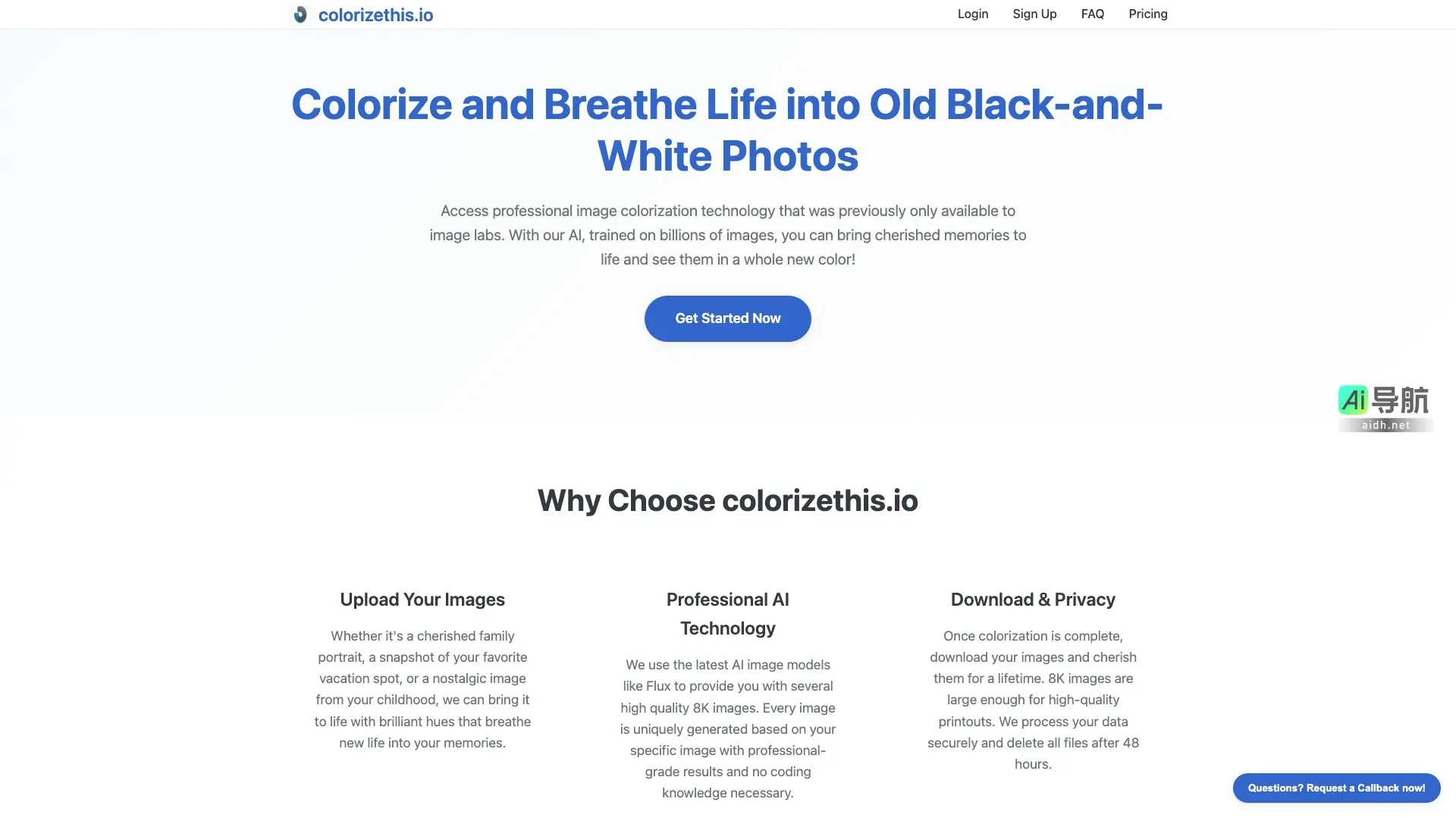 Colorize 提供专业的AI技术，为旧黑白照片注入色彩，重现珍贵记忆