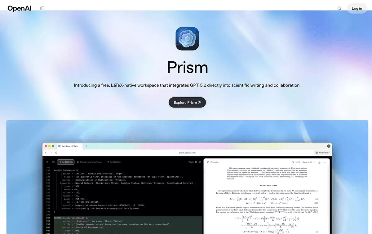 OpenAI Prism-OpenAI推出的AI原生科研协作平台