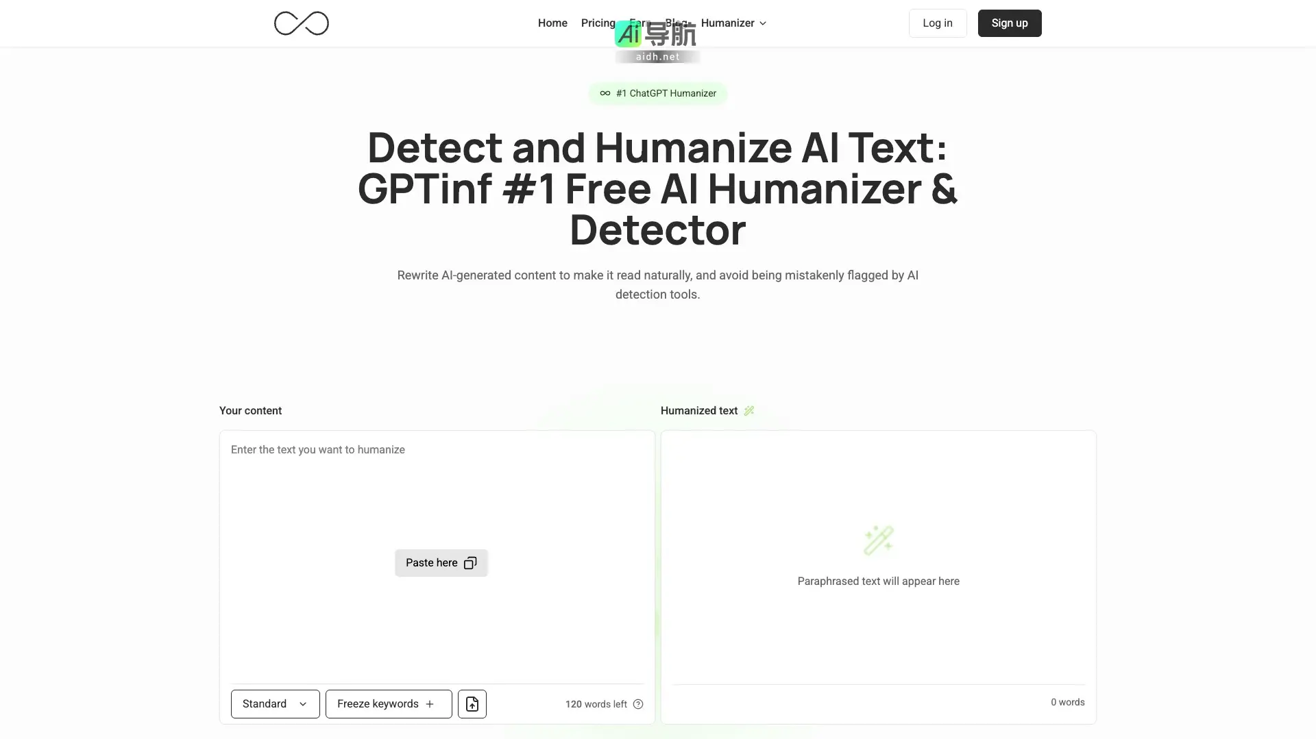 GPTinf 提供高效的AI文本人性化和检测工具，帮助用户将AI生成内容转化为自然流畅的文本