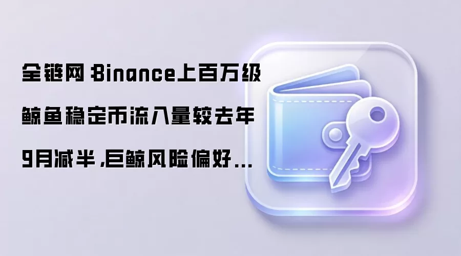 全链网:Binance上百万级鲸鱼稳定币流入量较去年9月减半,巨鲸风险偏好降低