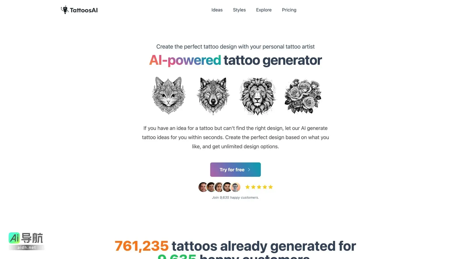 tattoos ai 通过AI生成个性化纹身设计，快速实现您的创意梦想