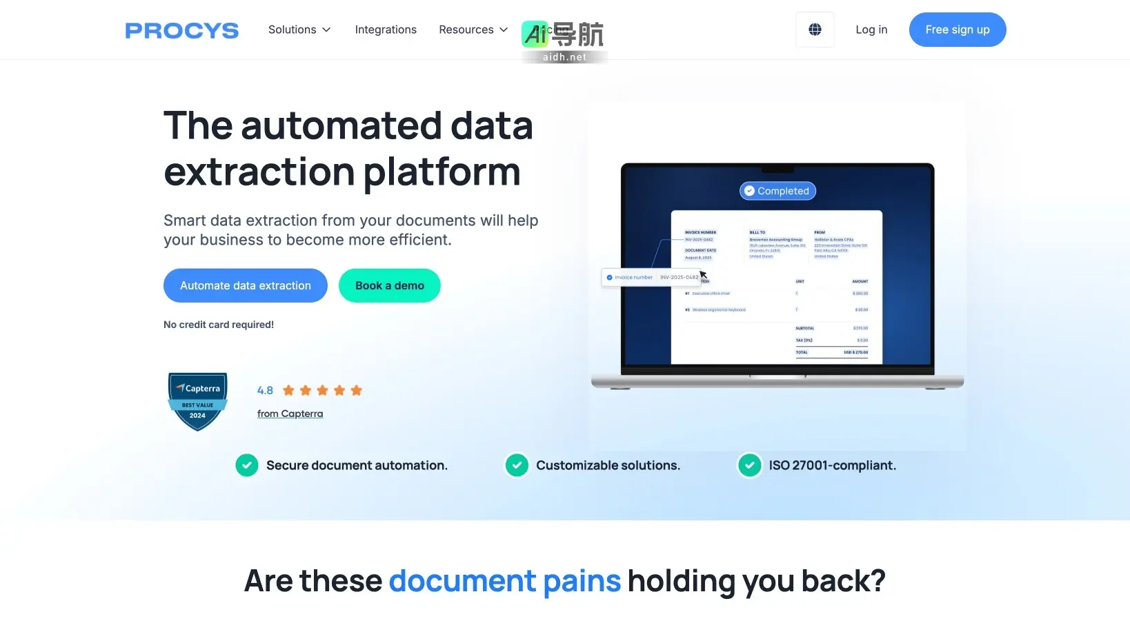 Procys 是一个自动化数据提取平台,帮助企业高效管理文档,减少人工错误