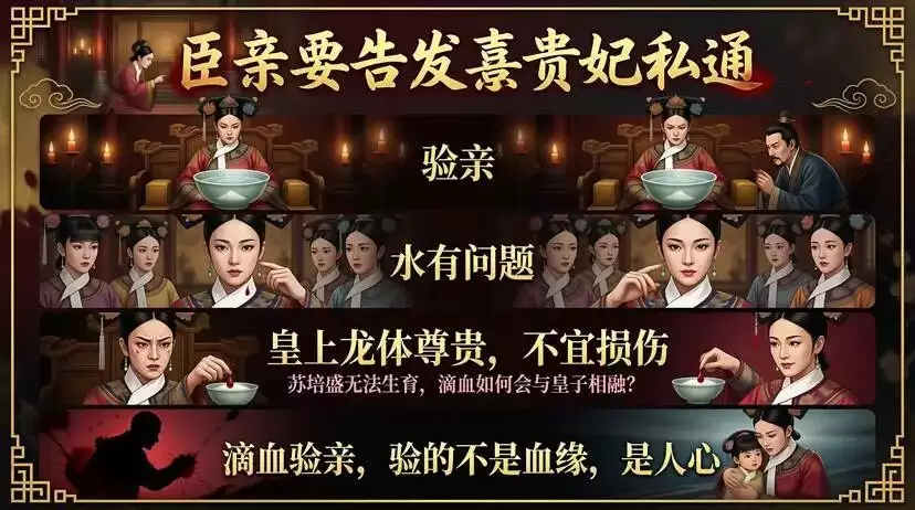 图注:SenseNova U1制作的《甄嬛传》「滴血验亲」信息图。