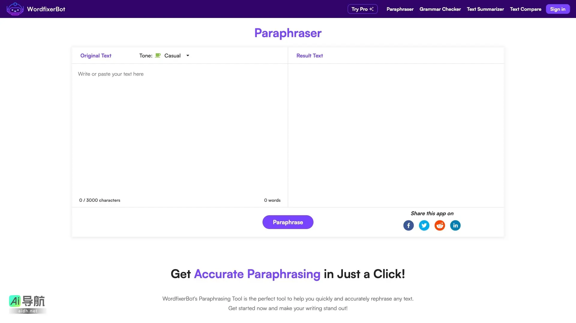 Paraphrasing Tool 提供快速准确的文本改写工具,帮助用户提升写作质量