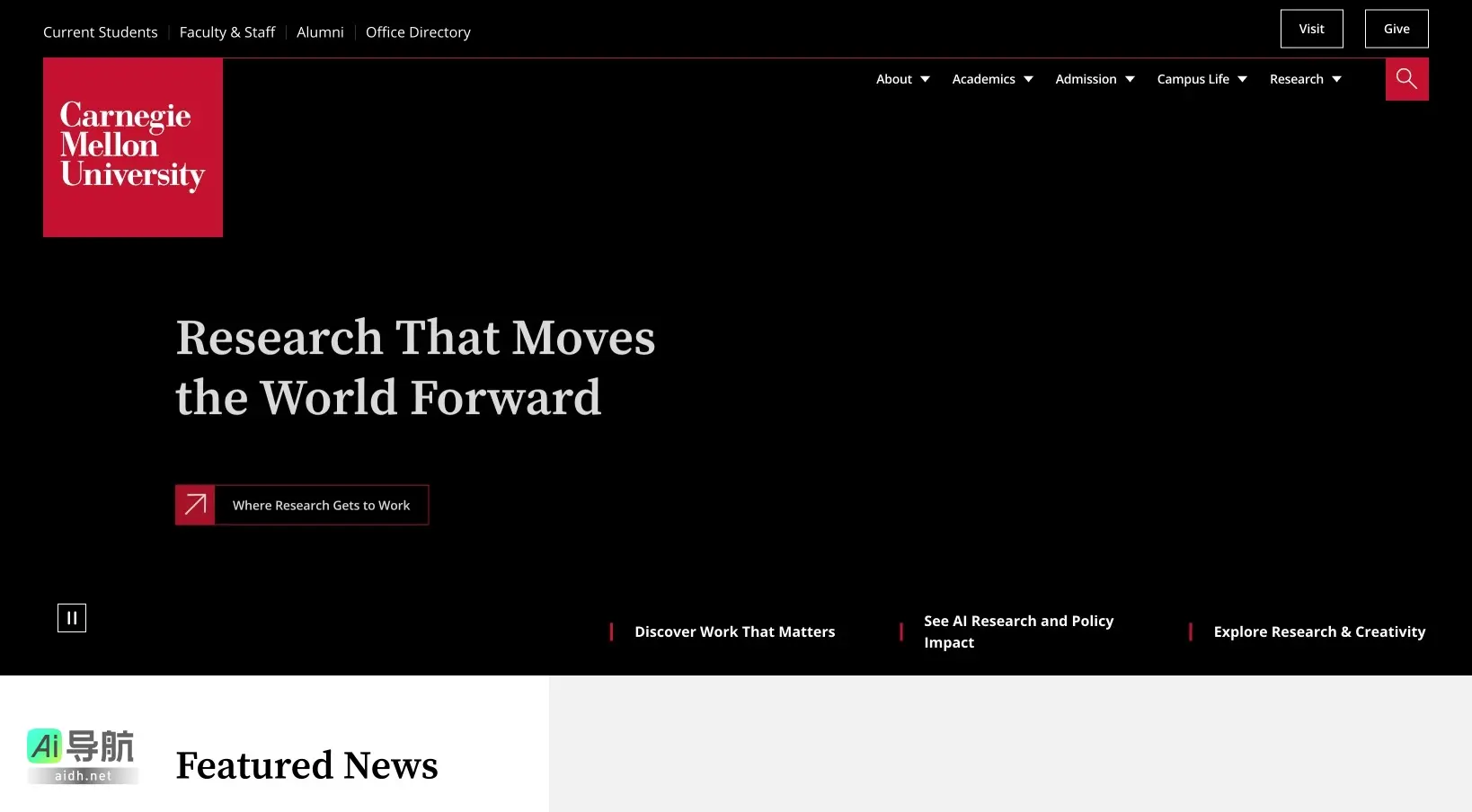 Carnegie Mellon University 卡内基梅隆大学致力于通过前沿研究和跨学科合作,培养创新人才并推动社会进步