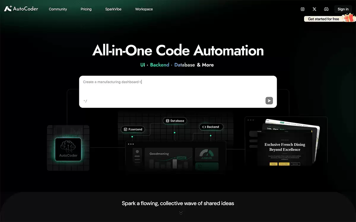 AutoCoder-真正实现后端和数据库生成的全栈AI开发平台