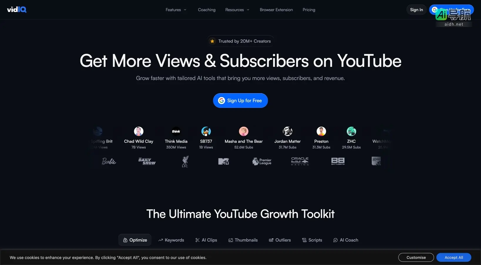 vidIQ 致力于通过AI工具帮助视频创作者提升YouTube观看量和订阅数