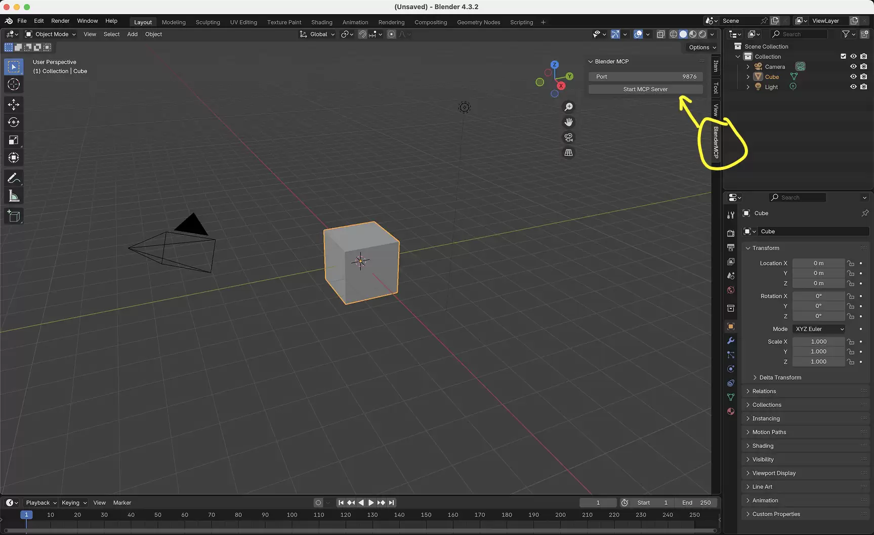 BlenderMCP插件界面布局