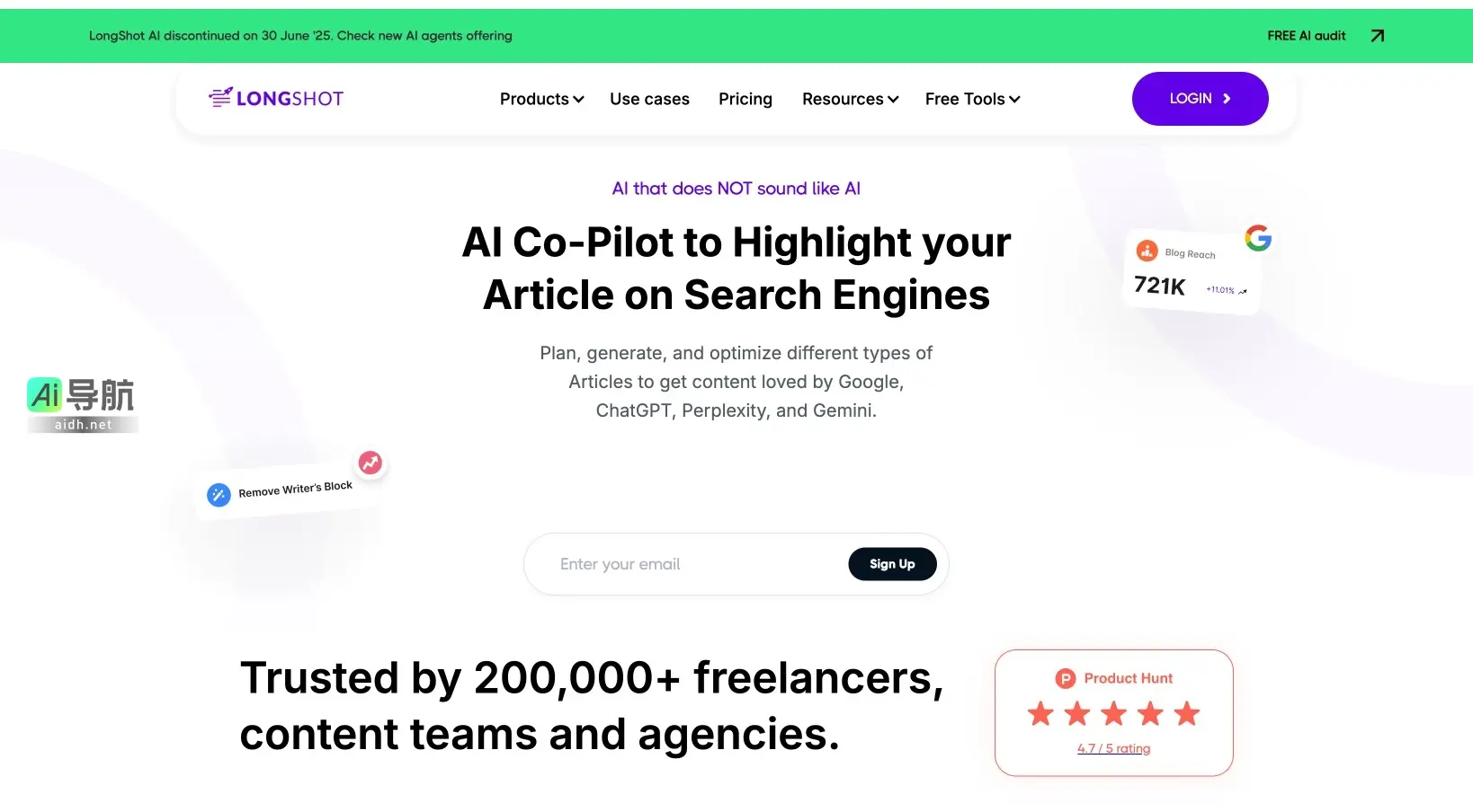 LongShot AI 提供高效的内容生成与优化,确保生成的文本高质量、可信且符合SEO标准