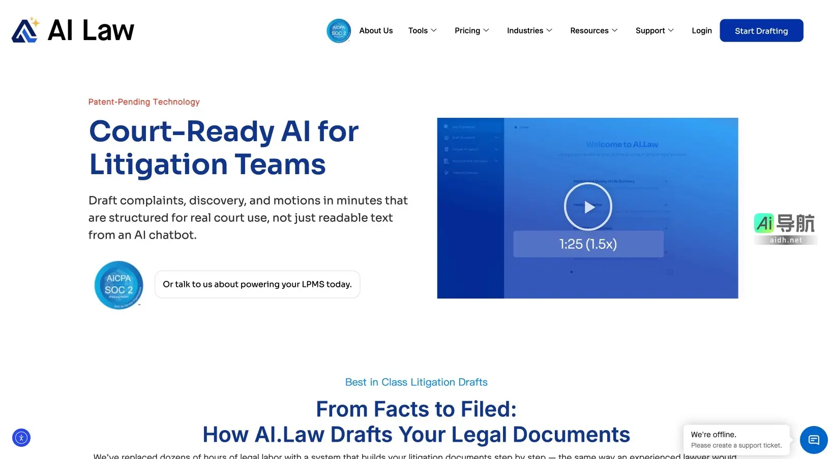 ai.law AI.Law通过先进的法律AI技术，快速生成符合法院要求的诉讼文件，显著提升法律工作的效率与准确性