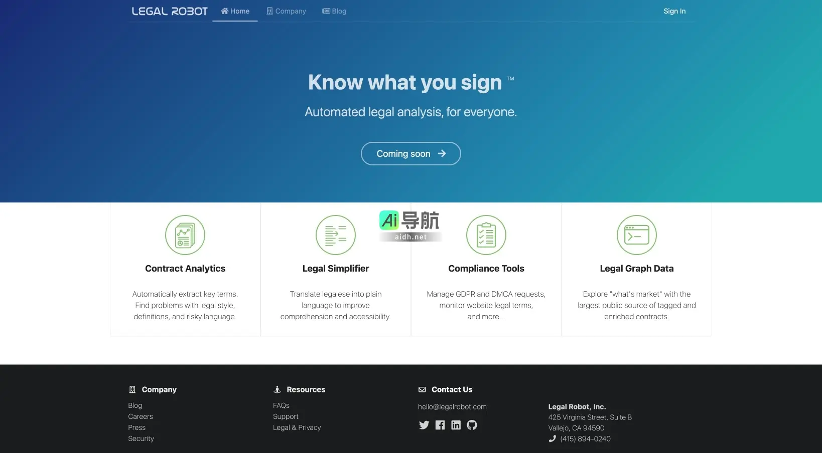 Legal Robot 提供自动化法律分析与合同管理工具,提升法律文档的可理解性与合规性