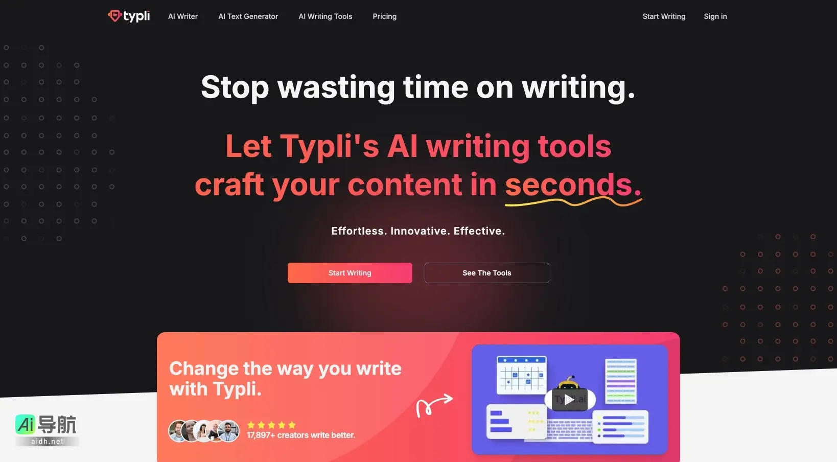 Typli AI 通过先进的写作工具,帮助用户快速生成高质量原创内容,提升写作效率