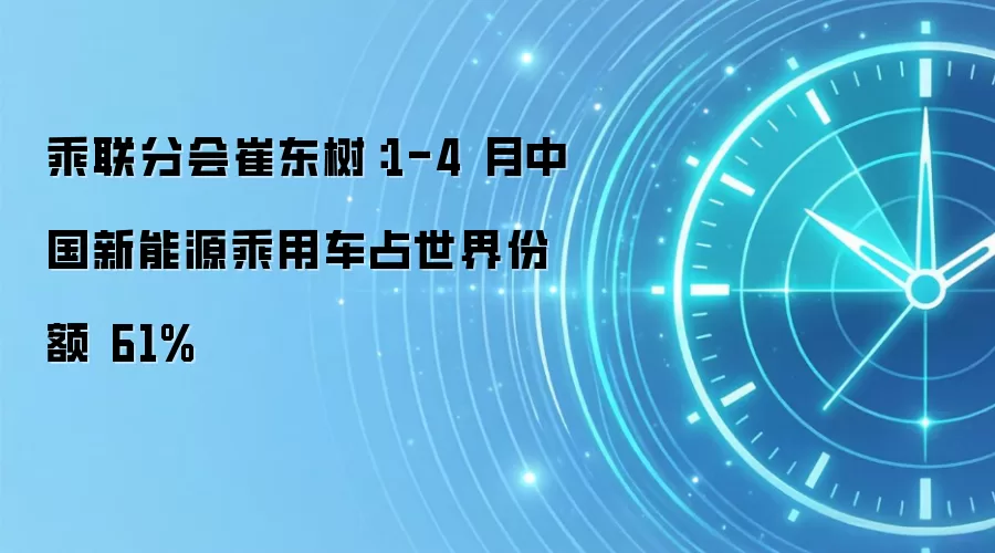 乘联分会崔东树:1-4 月中国新能源乘用车占世界份额 61%
