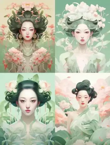极简风格京剧人物插画,色调淡雅