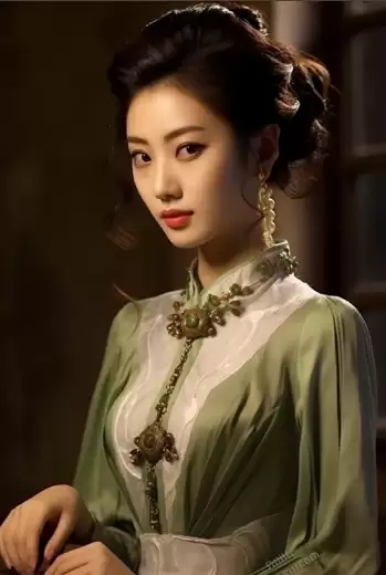 时尚感中国风女性,色调对比强烈