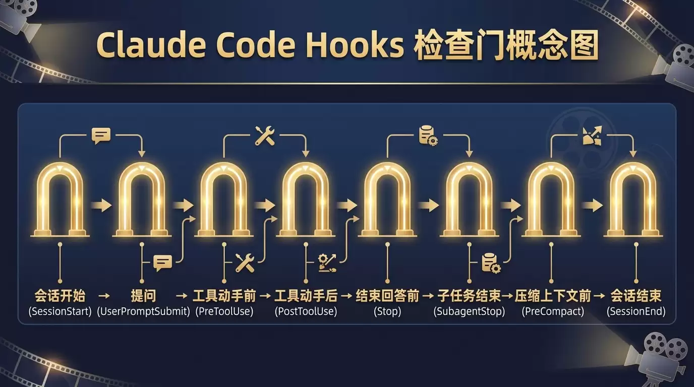 Claude Code Hooks 新手指南：8 个检查点怎么用