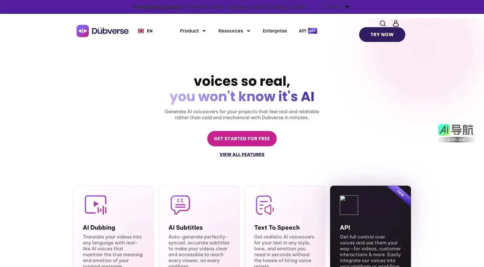 Dubverse.ai 提供高质量的AI语音合成与多语言配音服务，助力项目快速实现真实感与情感表达