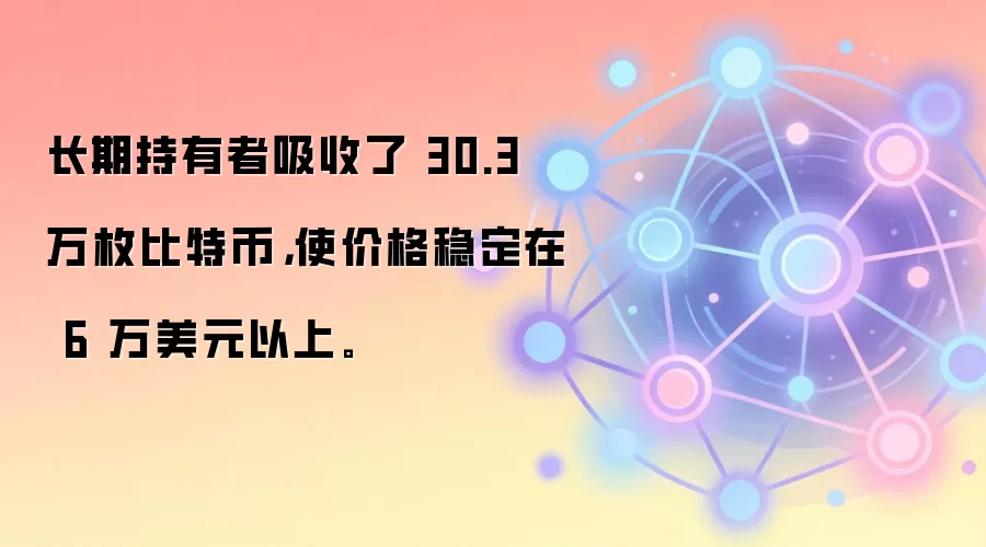 长期持有者吸收了 30.3 万枚比特币，使价格稳定在 6 万美元以上。