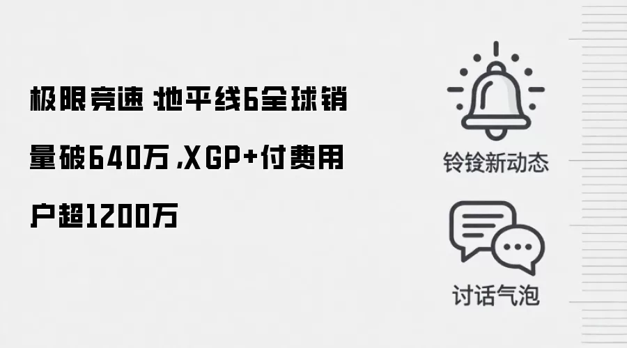 极限竞速：地平线6全球销量破640万，XGP+付费用户超1200万