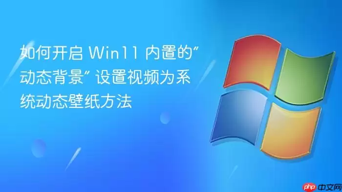 如何开启 Win11 内置的“动态背景” 设置视频为系统动态壁纸方法