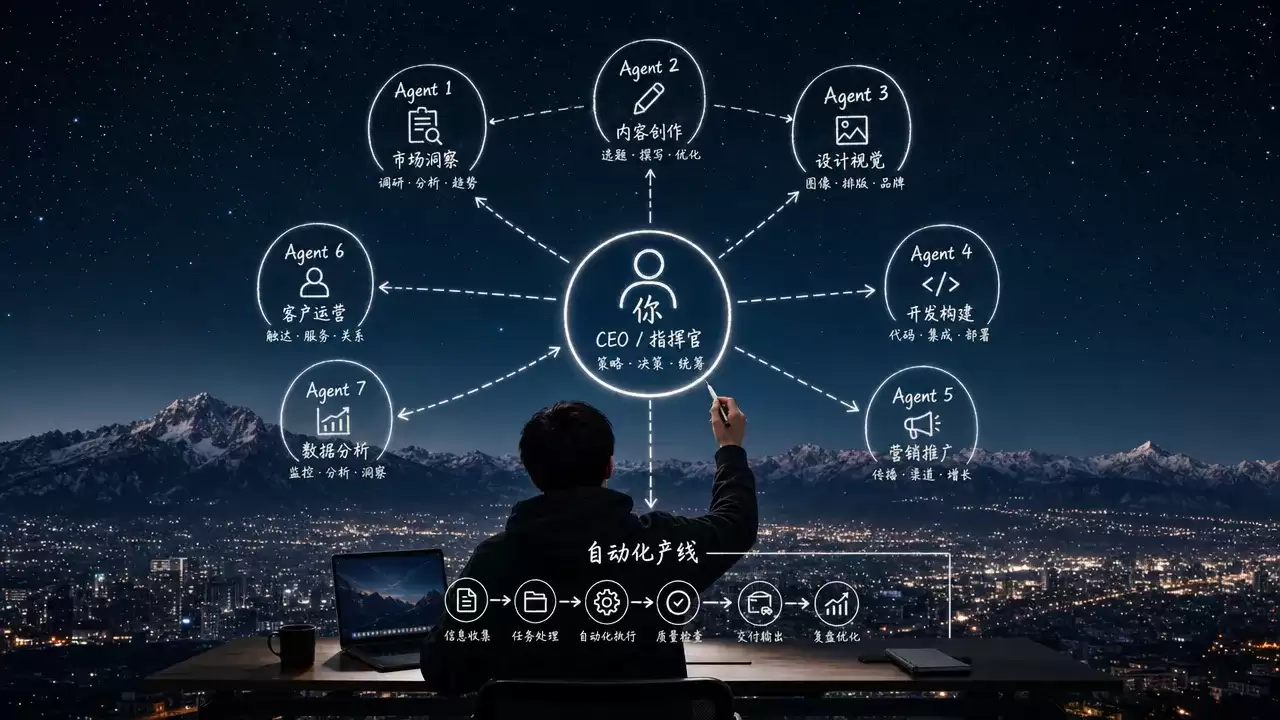 一人公司 AI 创收指南:一个人指挥 AI Agent,产出抵一个团队
