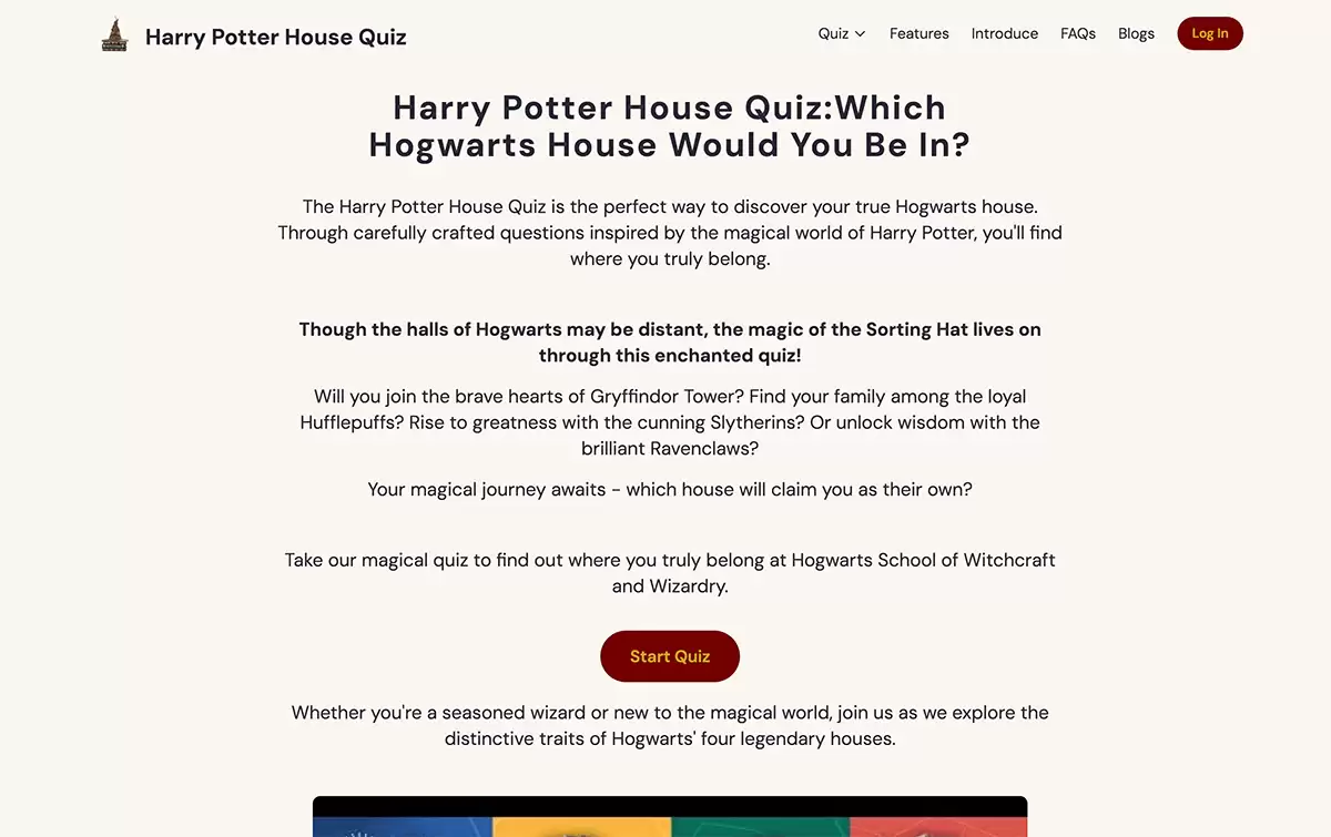 Harry Potter House Quiz-参加哈利波特学院测验