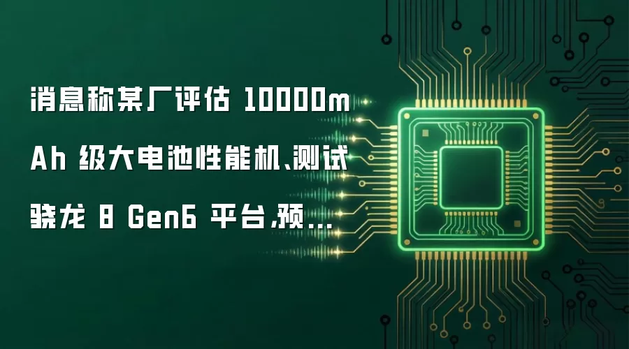 消息称某厂评估 10000mAh 级大电池性能机、测试骁龙 8 Gen6 平台，预计为一加 Ace 7