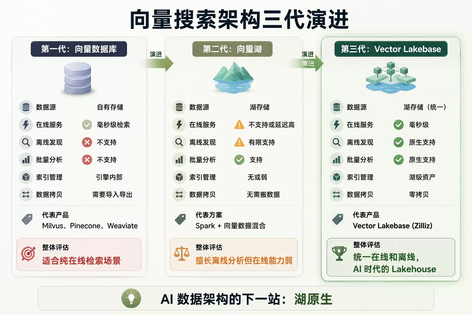 向量搜索架构三代演进对比