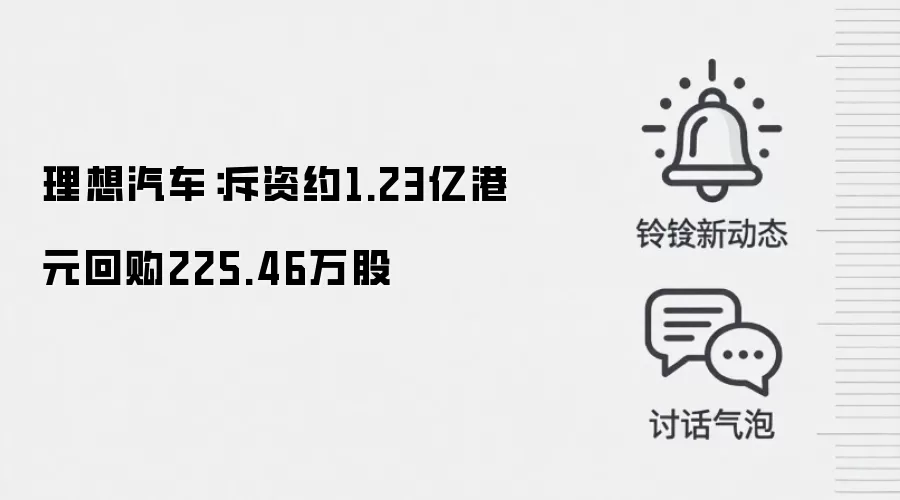 理想汽车：斥资约1.23亿港元回购225.46万股